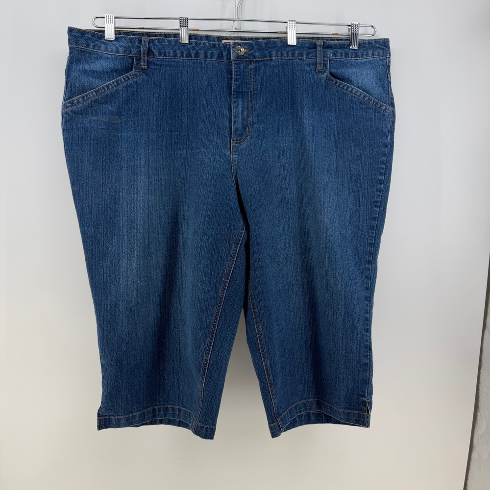 Faded Glory Capri Jeans Womens 26W Blue Medium Wash Stretch Cropped Casual Curvy